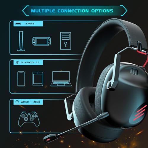 Bluetooth 5.3 Gaming Headset for Multi-Platform Gaming - Black