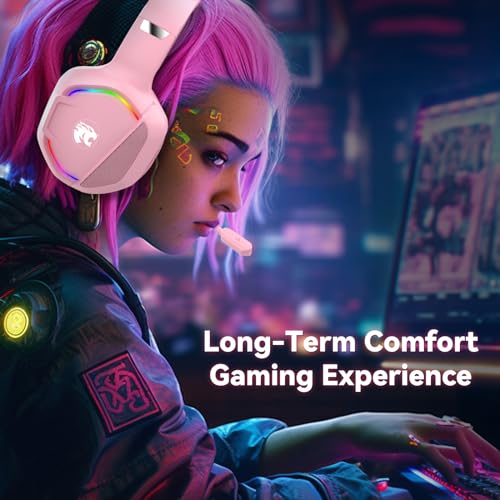 RGB Gaming Headset with Microphone for Multiple Platforms (Pink)