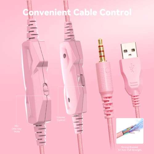 RGB Gaming Headset with Microphone for Multiple Platforms (Pink)