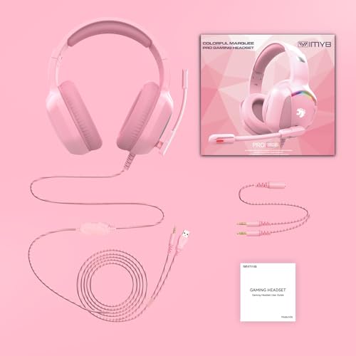 RGB Gaming Headset with Microphone for Multiple Platforms (Pink)
