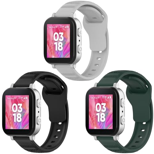 Silicone Watch Bands Compatible with Kids Smartwatches 3-Pack