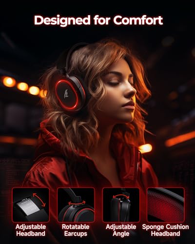 Wireless Gaming Headset with Surround Sound and Bluetooth