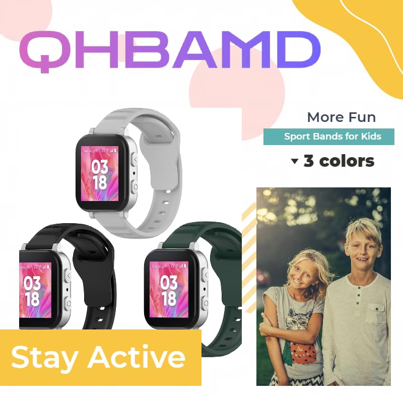 Silicone Watch Bands Compatible with Kids Smartwatches 3-Pack