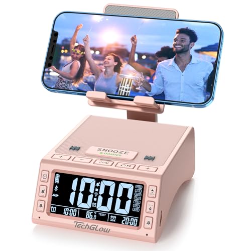 TechGlow Foldable Cellphone Stand with Bluetooth Speaker - Pink