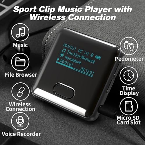wiwoo Bluetooth MP3 Player Watch Band Clip Pedometer