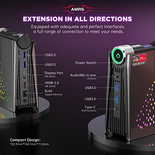 KAMRUI Ryzen 7 Mini PC, 16GB RAM, 512GB SSD