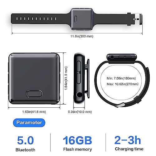 wiwoo Bluetooth MP3 Player Watch Band Clip Pedometer