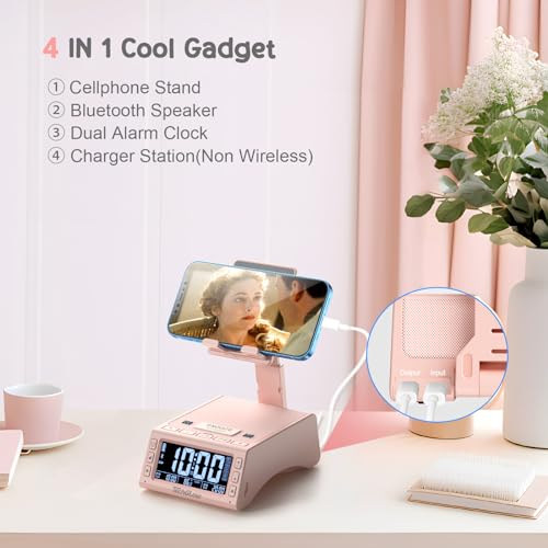TechGlow Foldable Cellphone Stand with Bluetooth Speaker - Pink