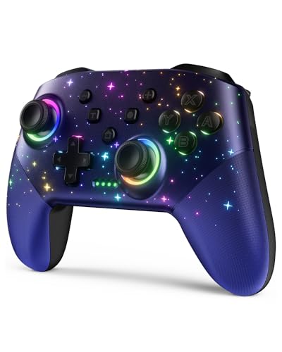 LED Star Wireless Pro Controller for Switch/Lite/OLED, 9 Colors RGB Light