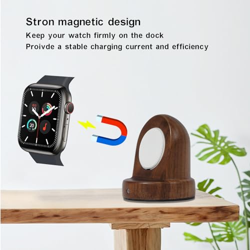 Portable Walnut Wood Apple Watch Charger Stand - Fast Charging