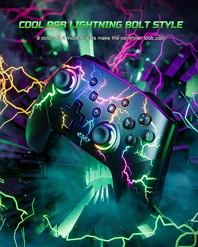 RGB Wireless Switch Pro Controller for Switch/Switch Lite/Windows/iOS/Android