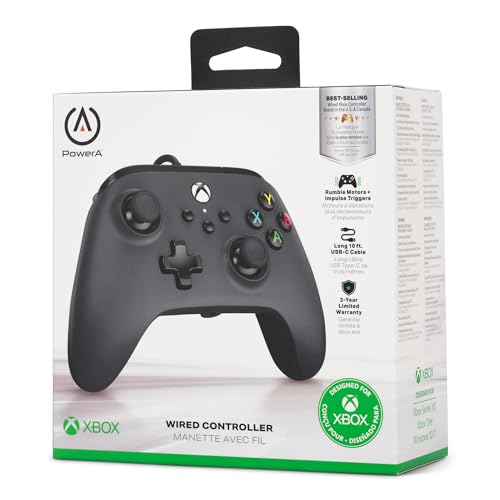 Black PowerA Wired Xbox Series X|S Gamepad Controller