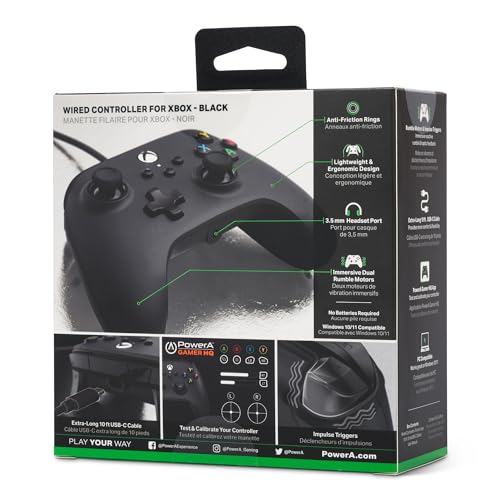 Black PowerA Wired Xbox Series X|S Gamepad Controller