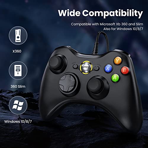 Enhanced Black Wired PC Controller for Xbox 360 & Windows