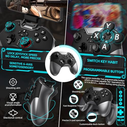 Pro Wireless Bluetooth Game Controller with Phone Clip