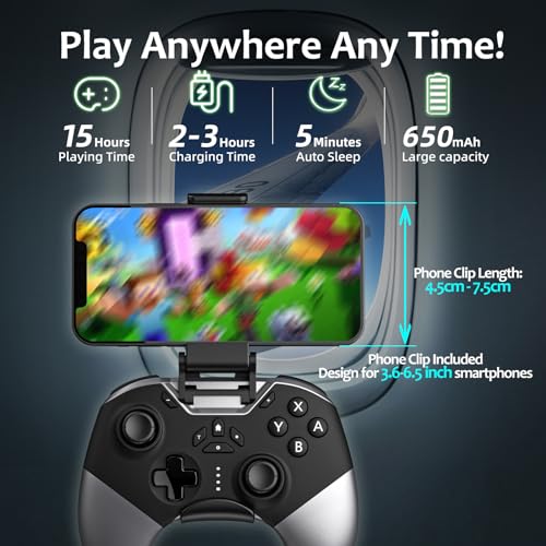 Pro Wireless Bluetooth Game Controller with Phone Clip