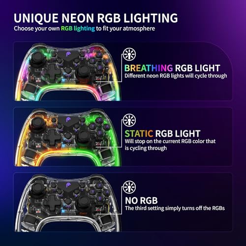 Fosmon Wireless Gaming Controller with RGB Lights & Turbo
