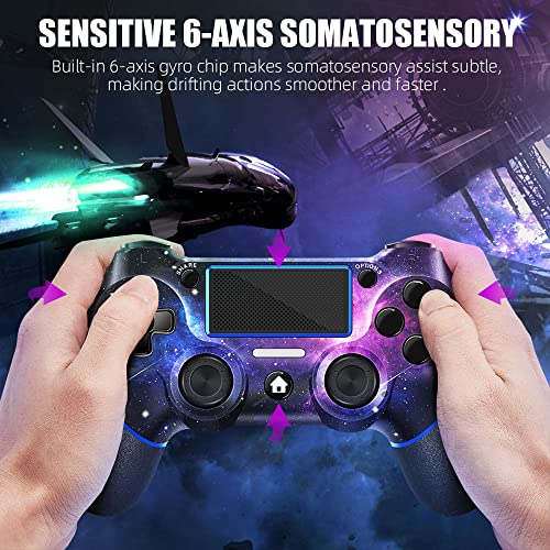 AceGamer Wireless PS4 Controller with Turbo, Purple Galaxy Design