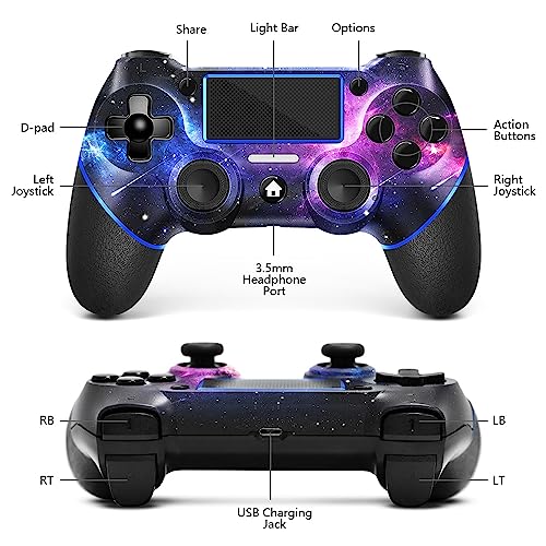 AceGamer Wireless PS4 Controller with Turbo, Purple Galaxy Design