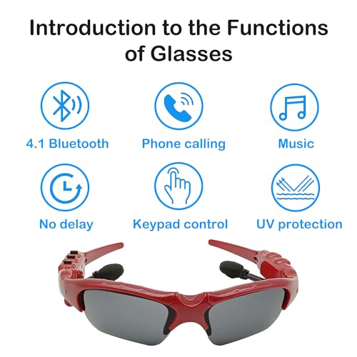KONLEYA Bluetooth Sunglasses with Music Headset & Polarized Lenses