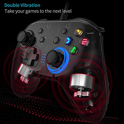 Rechargeable Dual-Vibration Wired Gaming Controller for Multiple Devices