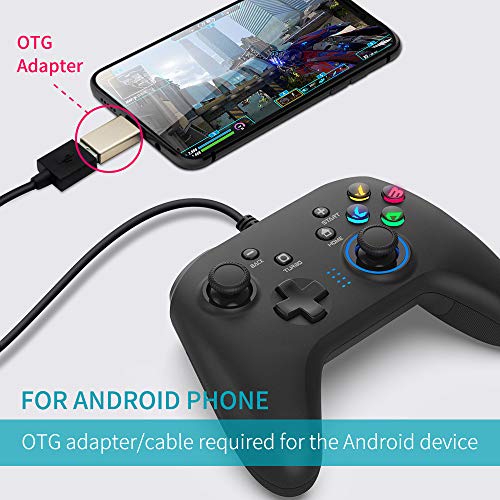 Rechargeable Dual-Vibration Wired Gaming Controller for Multiple Devices