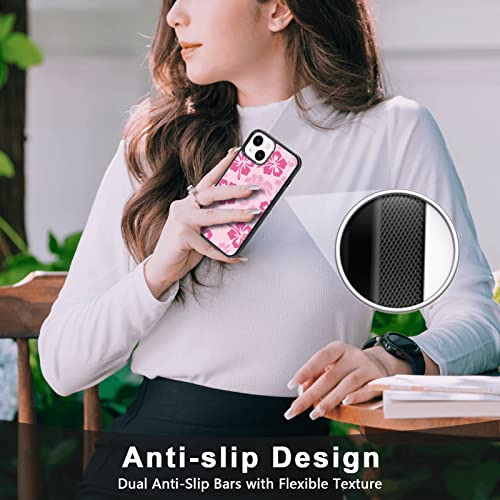 iPhone 13 Pink Hibiscus Phone Case - Shockproof Flower Pattern