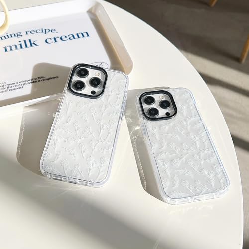 YUMUPIFE iPhone 15 Cute Clear Silicone Case, White Flowers