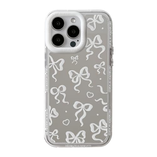 FLIRACON Silver Love Heart Bow Mirror Soft Phone Case