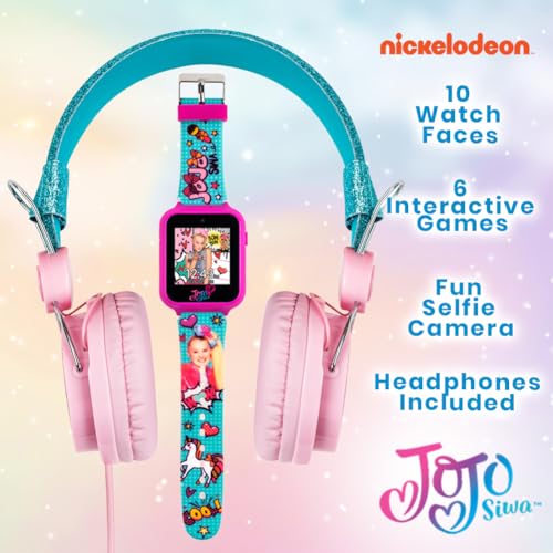 JoJo Siwa Smart Watch & Headphone Set - Interactive Learning, Adjustable Pink & Blue