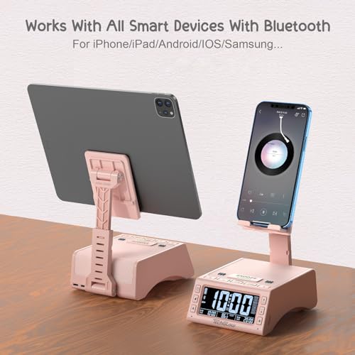 TechGlow Foldable Cellphone Stand with Bluetooth Speaker - Pink