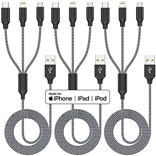 3-in-1 Multi Phone Charger Cable - Pack of 3
