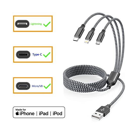 3-in-1 Multi Phone Charger Cable - Pack of 3
