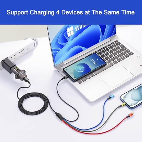 MINLU Multi Charging Cable 2 Pack, 4-in-1 Braided Fast Charger Cable