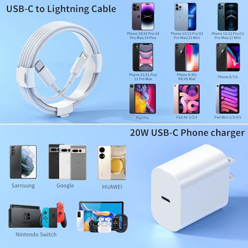 Fast Charging 3-Pack iPhone Charger Set with 20W Adapter