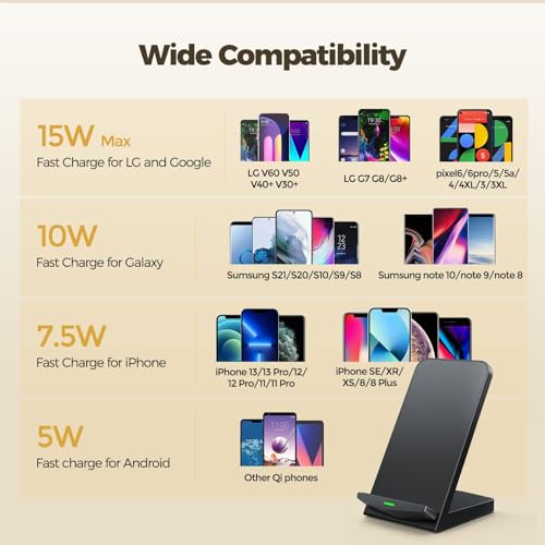 15W Fast Wireless Charging Stand for iPhone & Galaxy