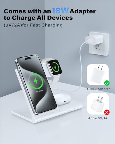 3-in-1 Wireless Charger Station for iPhone, Apple Watch & AirPods