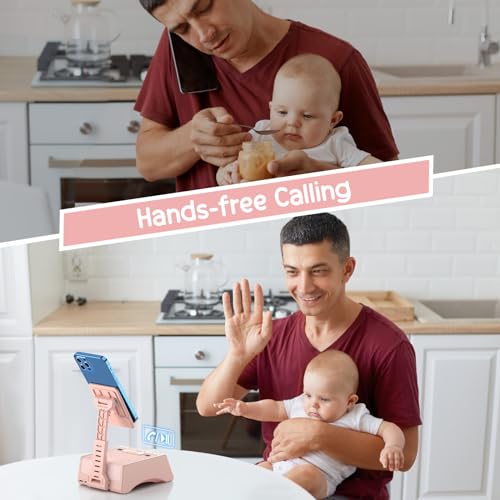 TechGlow Foldable Cellphone Stand with Bluetooth Speaker - Pink