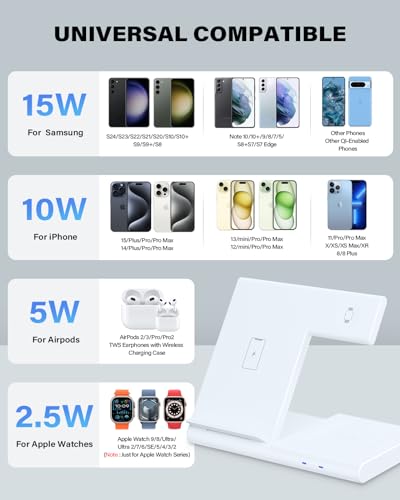 3-in-1 Wireless Charger Station for iPhone, Apple Watch & AirPods