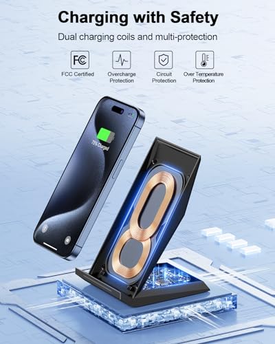 NANAMI Qi Certified Fast Wireless Charging Stand for Smartphones
