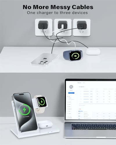 3-in-1 Wireless Charger Station for iPhone, Apple Watch & AirPods