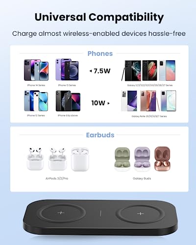TAMOXI Wireless Charger for iPhone, Airpods, Samsung with Adapter