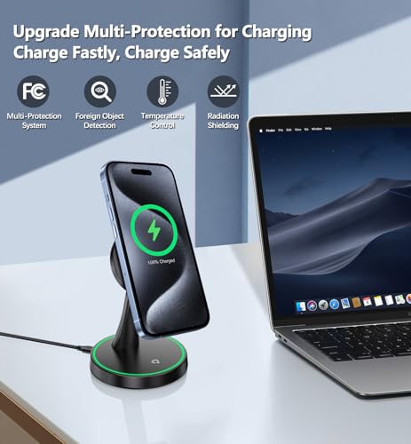 15W Magnetic Wireless Charger Stand for iPhone and AirPods