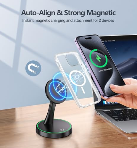 15W Magnetic Wireless Charger Stand for iPhone and AirPods