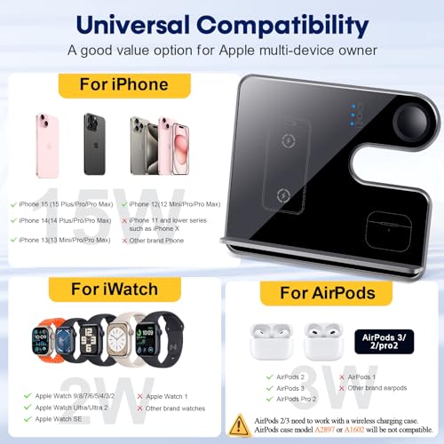 3-in-1 Wireless iPhone Charging Station: Aluminum Alloy Stand