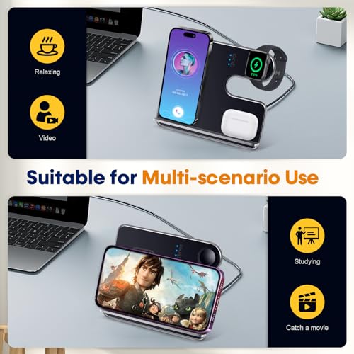 3-in-1 Wireless iPhone Charging Station: Aluminum Alloy Stand
