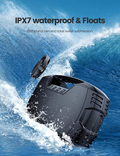 Waterproof Bluetooth Speaker, 40W Portable Wireless with Subwoofer