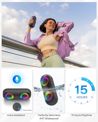 30W Portable Bluetooth Speakers with Light and IPX7 Waterproof