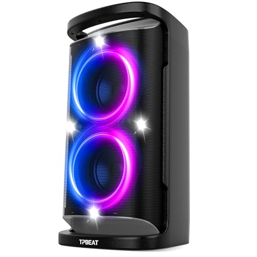 TPBEAT Portable Bluetooth Party Speaker: Powerful Sound, LED Lights