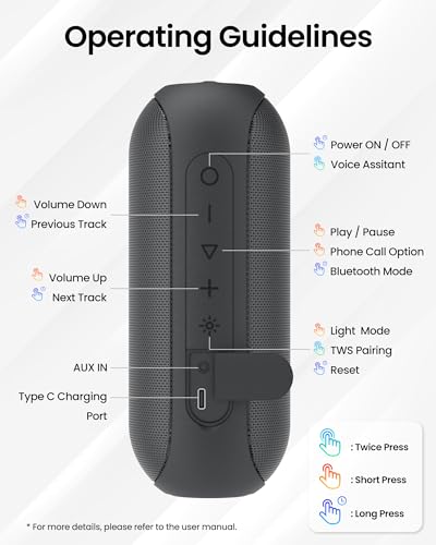 30W Portable Bluetooth Speakers with Light and IPX7 Waterproof